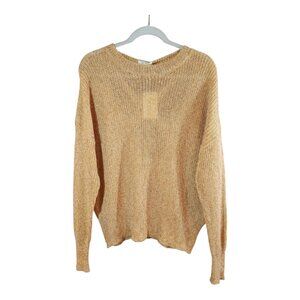 NWT La Miel Open Knit Drop Shoulder Cross-back Sweater in Orange Women's S/M